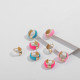 Pendientes de aro de cobre redondos de estilo simple Pendientes de cobre esmaltados 1 par