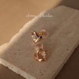 1 par de pendientes chapados en cobre con forma de corazón de estilo Simple con incrustaciones de circonita chapada en oro