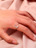 Anillo abierto Chapado en plata con incrustaciones de cobre, rectangular, estilo Simple, 1 pieza