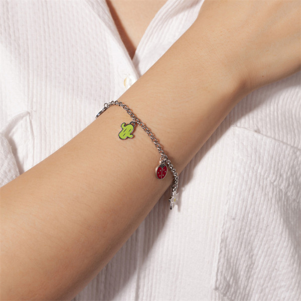 Casual Estilo simple Estilo clásico Cactus Flor Seta Acero inoxidable Pulseras de pulido de acero titanio