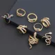 Anillo abierto de circón con incrustaciones de esmalte de cobre de serpiente de estilo simple de 1 pieza