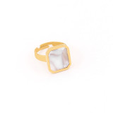 Collar de pendientes de anillos de piedras preciosas artificiales con incrustaciones de acero de titanio cuadrado para mujer