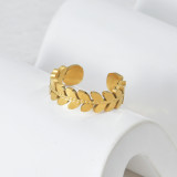 Anillos abiertos chapados en oro de titanio de acero inoxidable con revestimiento de hoja brillante de 18 quilates