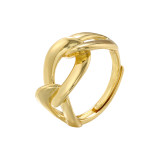 La cadena de cobre del color sólido del estilo simple elegante ahueca hacia fuera los anillos abiertos plateados oro 18K del circón