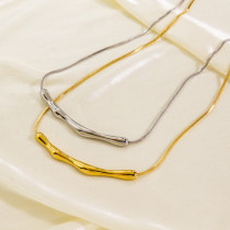 Collar geométrico chapado en oro de 14 quilates con revestimiento de acero inoxidable de estilo simple