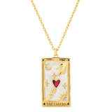 1 pieza de collar con colgante de diamantes de imitación con incrustaciones de esmalte de cobre en forma de corazón a la moda
