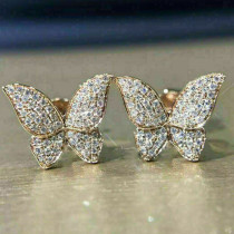 Pendientes de moda Pendientes de cobre con mariposa de circonitas con microincrustaciones
