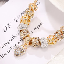 Lujosas pulseras de diamantes de imitación con incrustaciones de cobre en forma de corazón