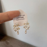 1 par de pendientes de perlas artificiales de cobre con incrustaciones de frutas de estilo moderno