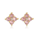 1 par de pendientes de diamantes de imitación con incrustaciones de cobre y flores de estilo Simple