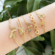 Moda Mariposa Cobre Chapado En Oro Pulseras De Circón 1 Pieza