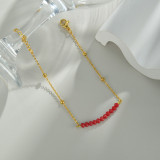 Elegantes pulseras geométricas de cuentas de perlas artificiales con incrustaciones de acero inoxidable