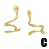 1 par de clips artísticos para las orejas chapados en oro de 18 quilates con incrustaciones de serpiente y circonita de cobre