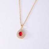 Colgante de collar de circonio de cobre con gotas de agua de estilo simple retro a granel
