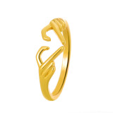Anillo abierto de corazón Retro, anillo de cobre de mariposa geométrica de moda femenina