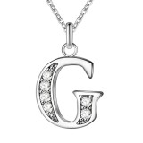 Collar con colgante chapado en plata con diamantes artificiales con incrustaciones de cobre y letras de estilo simple