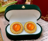 1 par de pendientes de cobre con perlas de imitación de esmalte geométrico Retro