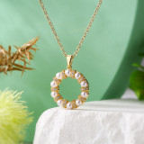 Collar pendiente plateado oro 18K del Zircon de las perlas artificiales del embutido del chapado de cobre de la forma de señora