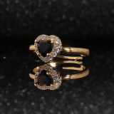 Nuevo Anillo para mujer, anillo en forma de corazón de oro chapado en cobre, joyería Simple con temperamento