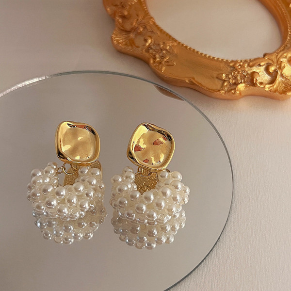 1 par de pendientes colgantes de cobre de retazos redondos retro
