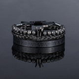 Brazalete de pulseras de acero inoxidable con corona punk