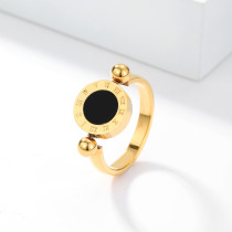 Elegante concha de estilo romano, anillos chapados en oro de 18 quilates con revestimiento de retales de acero inoxidable