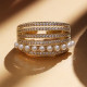 Anillos abiertos de circón de perlas artificiales con incrustaciones de cobre geométrico de estilo simple retro