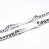 Pulsera de identificación de acero titanio con cadena de costura rectangular estilo Hip Hop