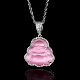 1 pieza de collar con colgante de ópalo con incrustaciones de cobre de Buda Maitreya de estilo Simple
