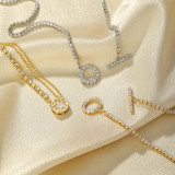 Collar chapado en oro de 14 quilates con incrustaciones de circonita y chapado en cobre con estrella brillante Glam