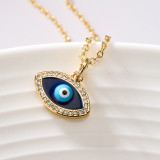 1 pieza de collar con colgante de circonita con incrustaciones de cobre en forma de corazón y ojo del diablo a la moda