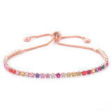 Pulsera simple de cobre con circonitas multicolores de una hilera