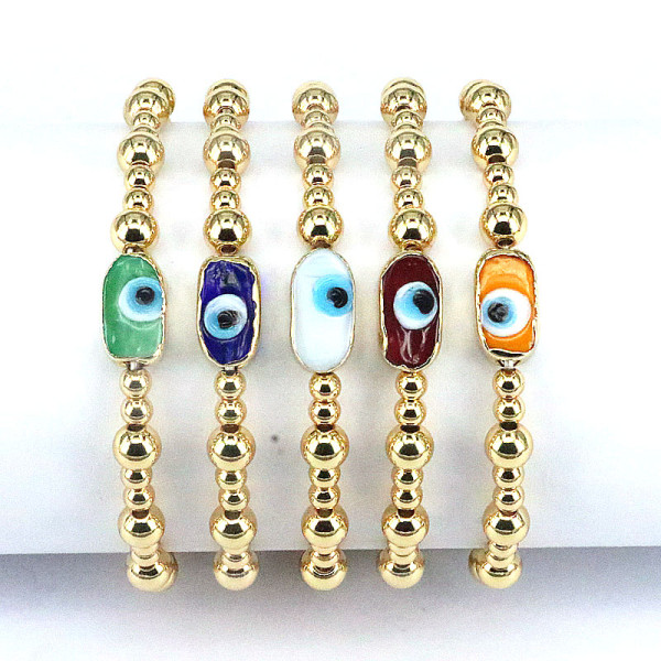 Pulseras chapadas en oro y cobre con ojo del diablo a la moda, 1 pieza