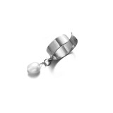 Anillo abierto de perlas de agua dulce con piedras preciosas artificiales de acero inoxidable con forma de corazón y cruz geométrica de estilo moderno a granel