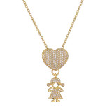 Collar con colgante chapado en oro con incrustaciones de cobre y forma de corazón humano estilo Simple IG