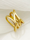 El color sólido cruzado del estilo simple casual alinea los anillos plateados oro del acero inoxidable a granel