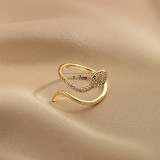 Anillo abierto de circonio artístico de acero inoxidable con serpiente artística al por mayor