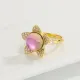 Anillo abierto de circonita de cobre con flor estilo INS a granel