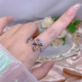 Anillo móvil giratorio flor circón anillo superllamativas apertura retención de Color diseño de nicho moda accesorios de mano moda femenina