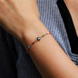 Venta al por mayor, novedad divertida, estilo Simple, ojo del diablo, pulseras con ojales esmaltados con cuentas de acero inoxidable