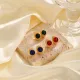 Pendientes chapados en oro de 18K con incrustaciones transparentes de cristal de cobre, 1 par, estilo clásico Vintage, estilo francés