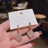 Pendientes Colgantes De Circonita Chapado En Cobre De Flor De Moda 1 Par