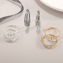 1 par de pendientes chapados en plata chapados en oro con diamantes de imitación de cobre con incrustaciones circulares de estilo Simple informal