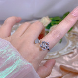 Anillo móvil giratorio flor circón anillo superllamativas apertura retención de Color diseño de nicho moda accesorios de mano moda femenina