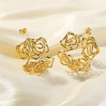 1 par de aretes románticos chapados en oro de 18 quilates con revestimiento de rosa