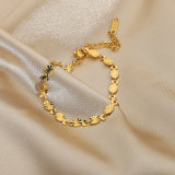 Pulsera de acero inoxidable chapada en oro con cadena de pétalos ovalados y flores hecha a mano a la moda