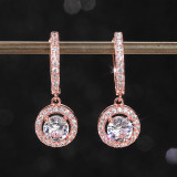 Pendientes colgantes de cobre geométricos de moda Pendientes de cobre con incrustaciones de diamantes de imitación chapados
