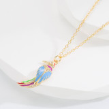 Collar con colgante de cobre con forma de pájaro y mariposa, collares de cobre con circonita chapada en oro