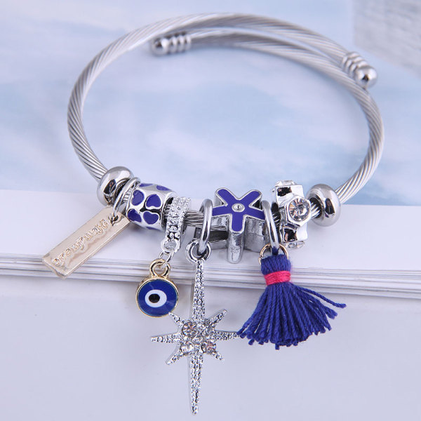 Pulsera De Borla De Ojos De Diablo Simple De Metal De Moda