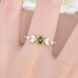 Nuevo anillo transfronterizo de circón verde oliva europeo y americano anillo de diamantes de moda anillo abierto de Color
